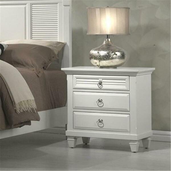 Alpine Furniture Winchester 3 Drawer Nightstand, White - 28 X 17 X 28 In. 1306-W-NS